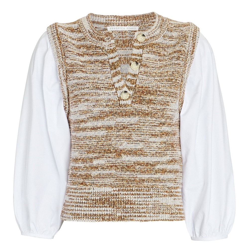 Veronica Beard Brown and Cream Sweater, Size L - Picture 7 of 11